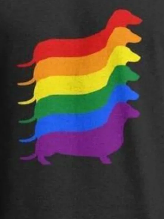 Gay Pride Dachshund Lgbt Rainbow Flag Classic T-Shirt - Picture 2 of 4